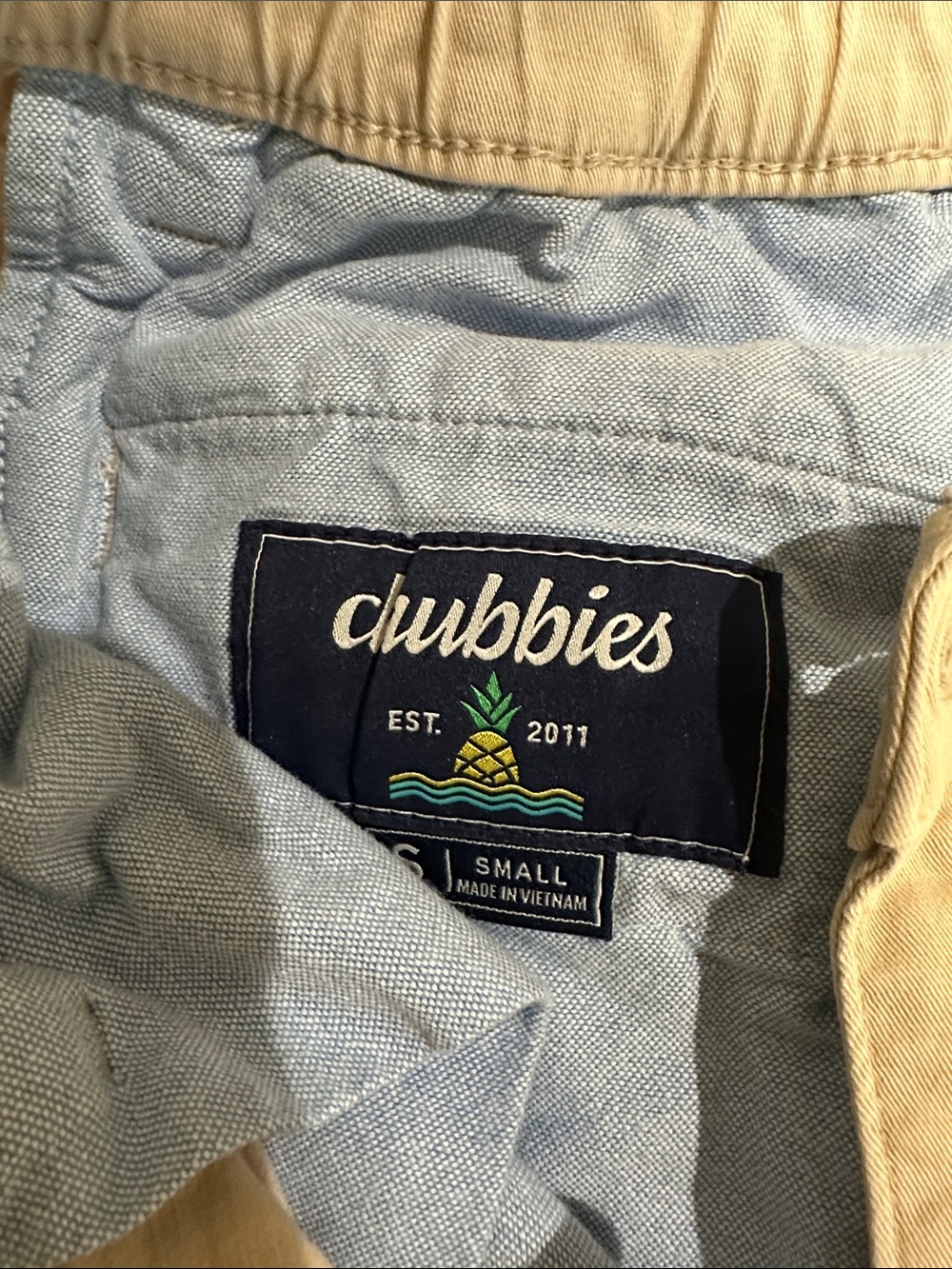 chubbies Light Khaki Flat-Front Men's Shorts Sz S